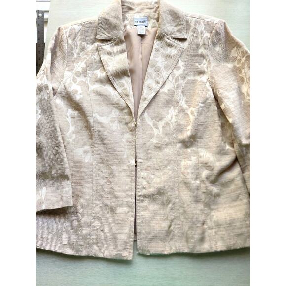 JACKET/BLAZER-CHICO'S-Cream-Brocade Style Material-Short Length-Chico's Size 1/S - Picture 8 of 16